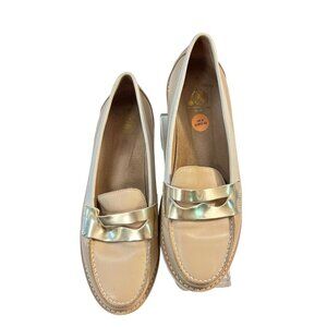 Jasper James  Beige & Gold Leather Loafers UK 8 EU 42 US 9.5 10